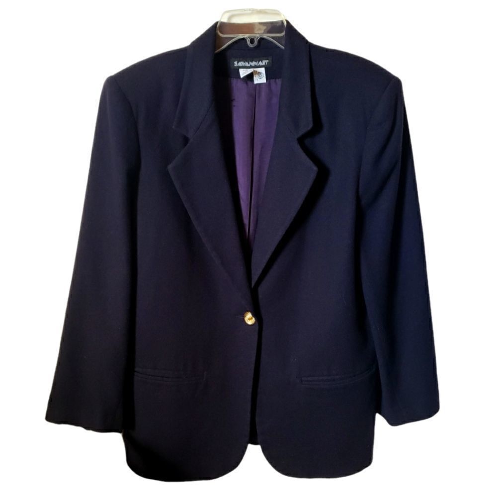 Savannah Navy Pure Wool Jacket Size 12